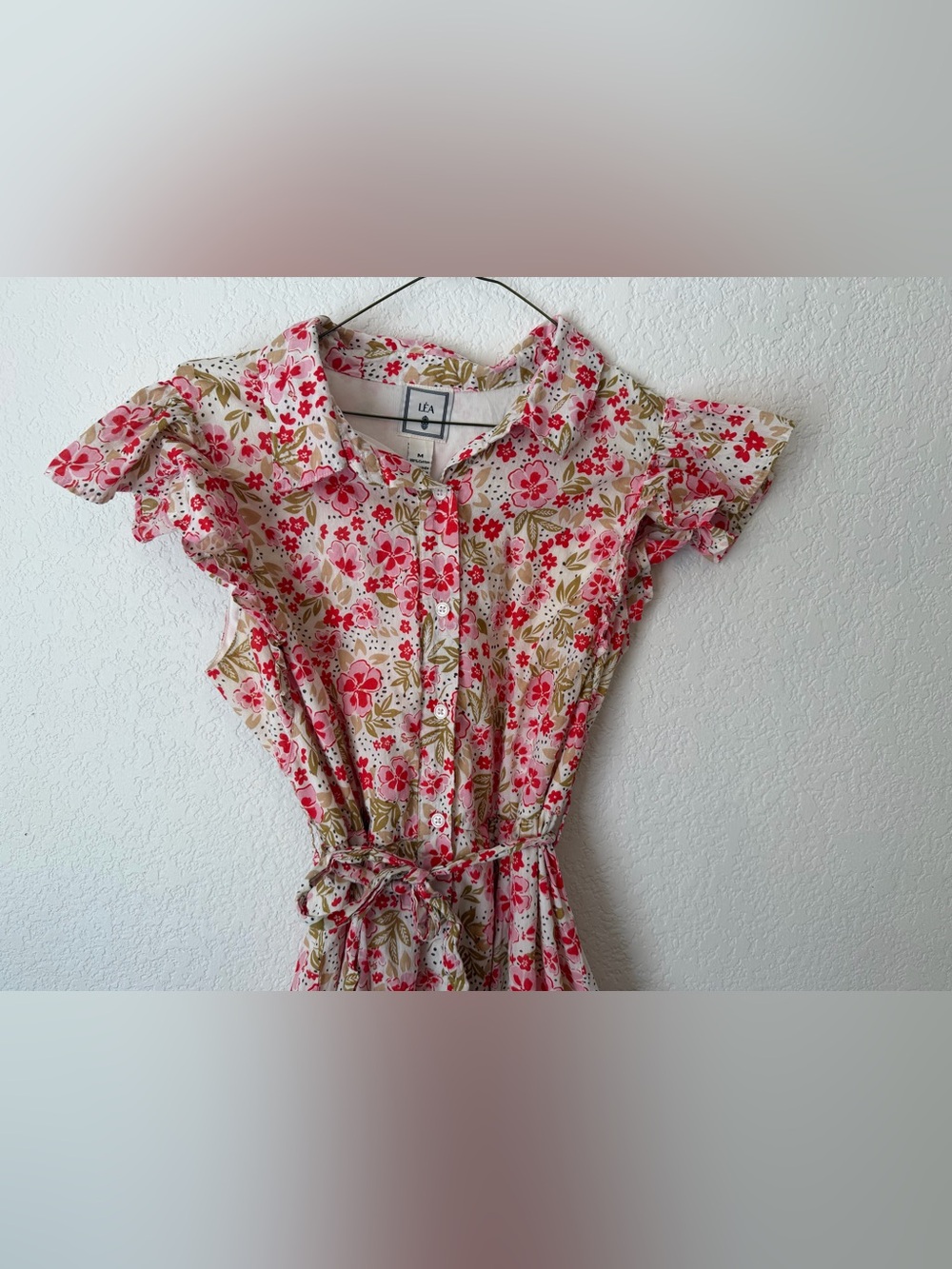 Anthropologie LÉA Floral Midi Dress 100% Cotton Size Medium - Picture 3 of 7